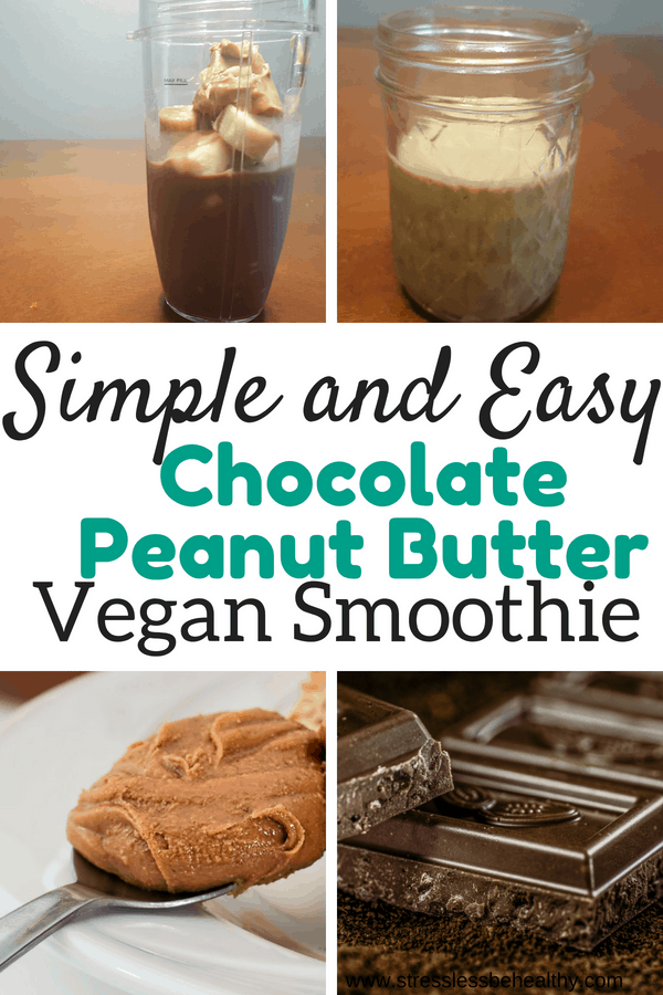 Super easy healthy chocolate peanut butter smoothie recipe! Your kids will love this and so will you; it has plenty of protein, it's vegan, great for breakfast, and tastes like milkshakes!