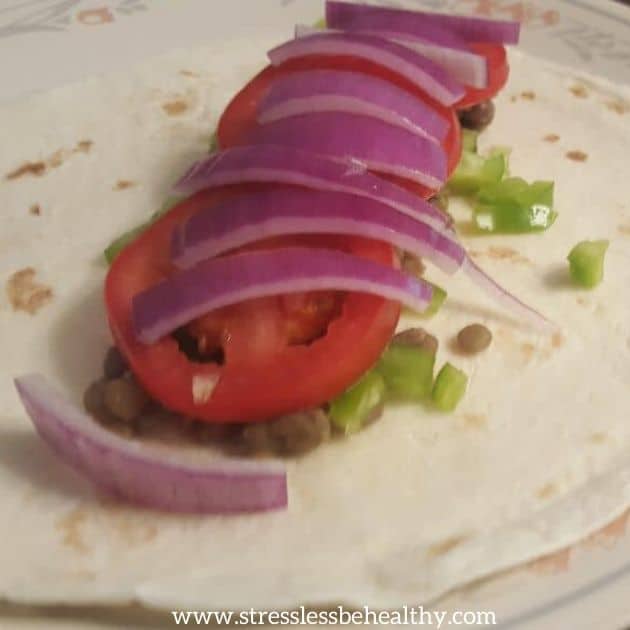 Veggie and Lentil Vegan Wrap Recipe with Fries