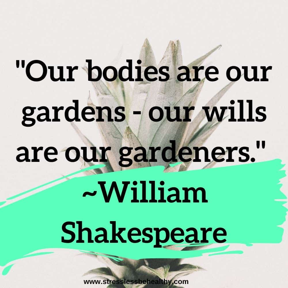 "Our bodies are our gardens - our wills are our gardeners."  ~William Shakespeare