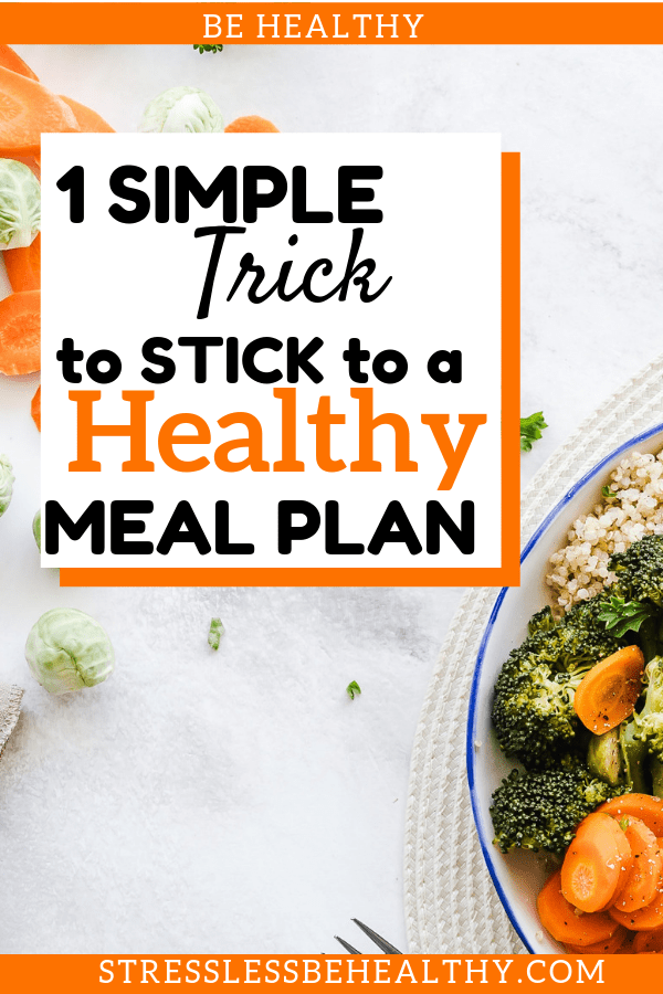 healthy bowl of food with quinoa and veggies, use this one trick to stick to your meal plan