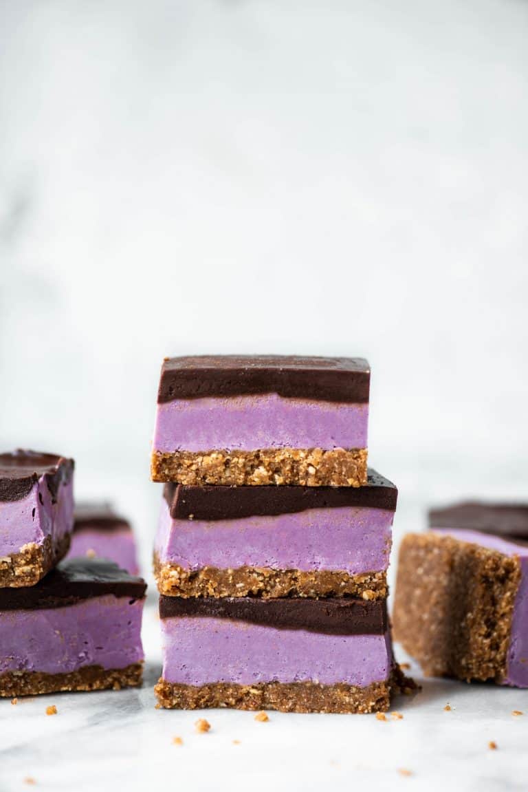 purple sweet potato cheesecake bars.