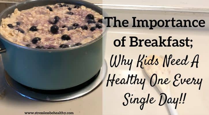 breakfast on the stove, blueberry oatmeal that a child made by themselves