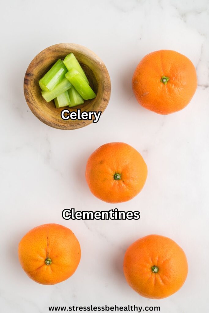 Clementine pumpkins ingredients labeled and laying on a white marble countertop.