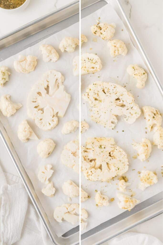 Process for making Roasted cauliflower.