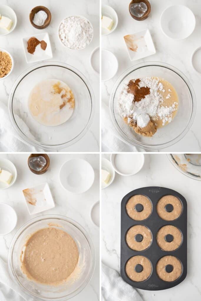 Vegan Apple Cider Donuts process collage.