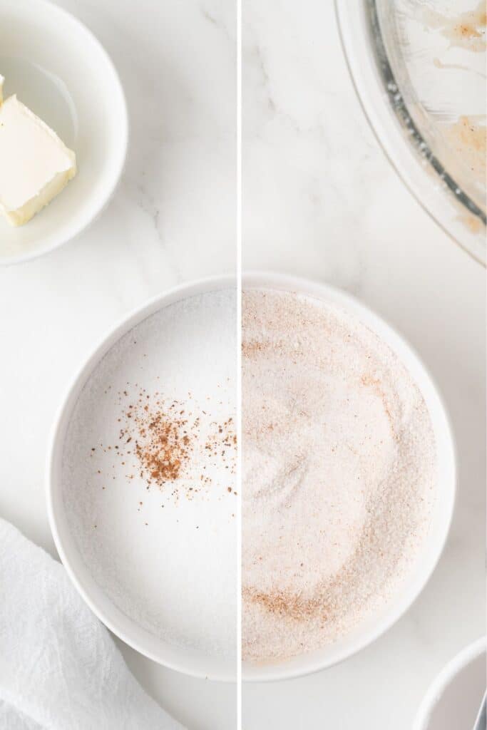 Cinnamon and sugar mixture, 2 image collage